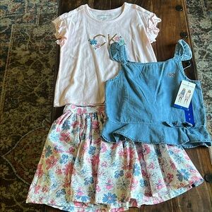 Calvin Klein Jeans Girls 3 Piece Set Skirt T-Shirt And Denim Top Size 7